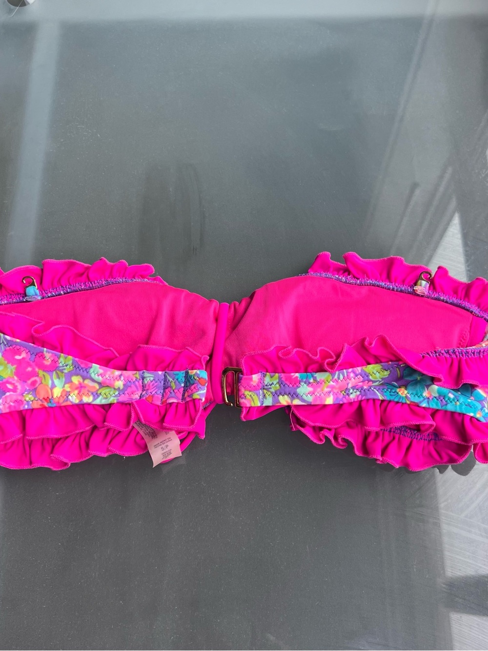 Victoria's Secret Hot Pink Floral Trim Bikini Bottoms - Picture 6 of 8